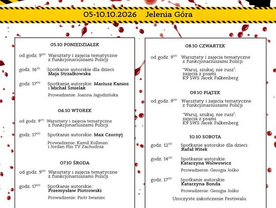 💥2. Festiwal Kryminału w Książnica Karkonoska! Start: 05. 10. 2026, koniec 10. 10. 2026💥