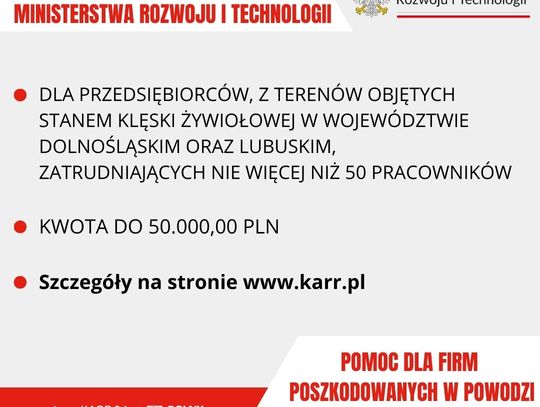 Blisko 80 mln zł wsparcia dla przedsiębiorców poszkodowanych przez powódź