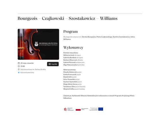 Bourgeois, Czajkowski, Szostakowicz, Williams w jeleniogórskiej filharmonii