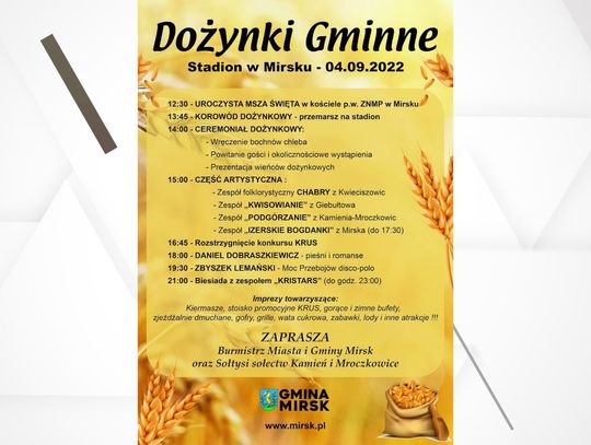 Gmina Mirsk zaprasza na tradycyjne dożynki