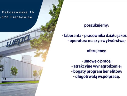 Poszukiwany: laborant - pracownik działu jakości oraz operator maszyn wytwórstwa