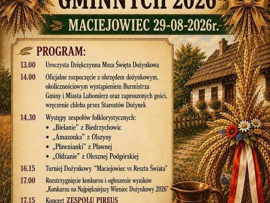 Zaproszenie na Dożynki w Gminie Lubomierz