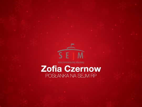 Życzenia świąteczno-noworoczne Posłanki Zofii Czernow