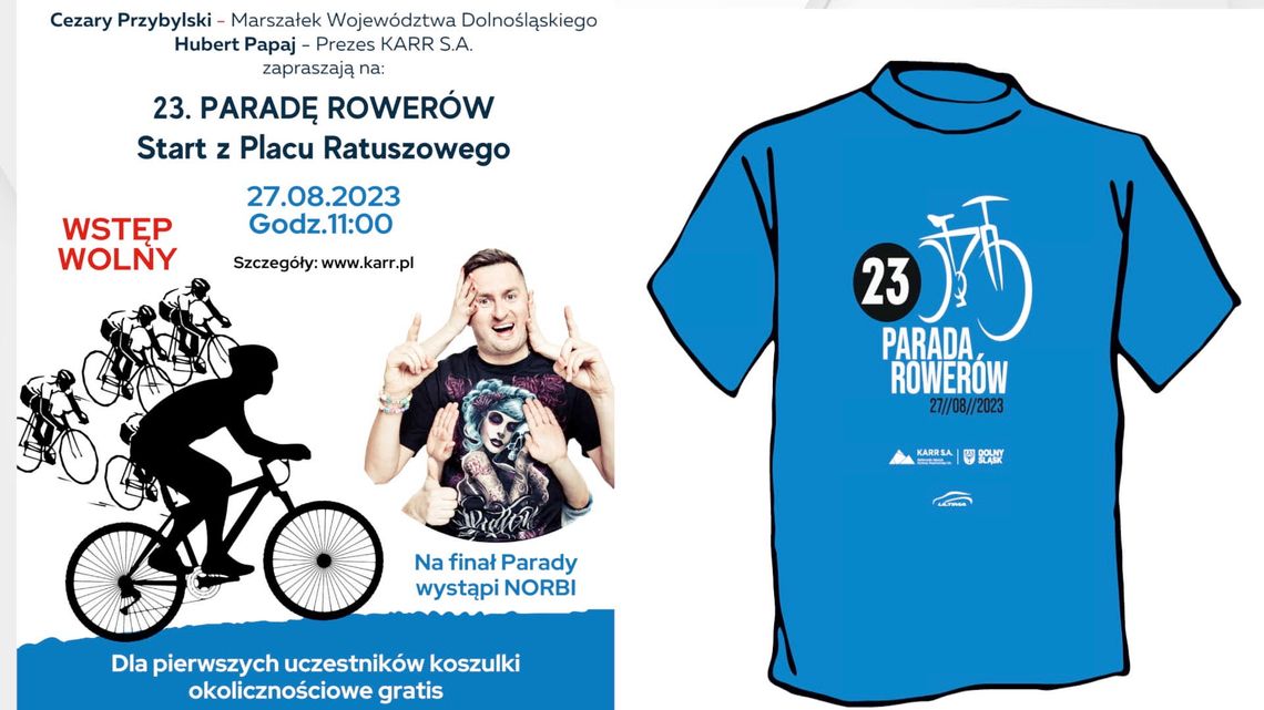 🚴‍♀️🚴🚴‍♂️ 𝟮𝟳 𝘀𝗶𝗲𝗿𝗽𝗻𝗶𝗮 o godz. 11:00 z Placu Ratuszowego w Jeleniej Górze wyruszy Parada Rowerów🚴‍♀️🚴