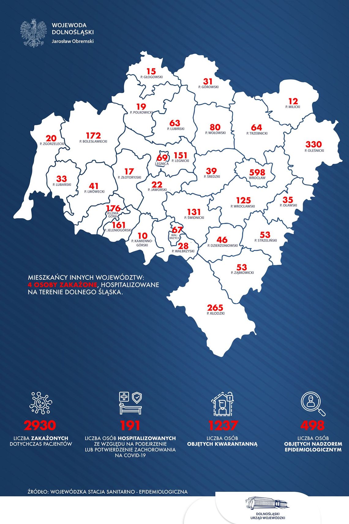 2933 osób zakażonych koronawirusem na Dolnym Śląsku 