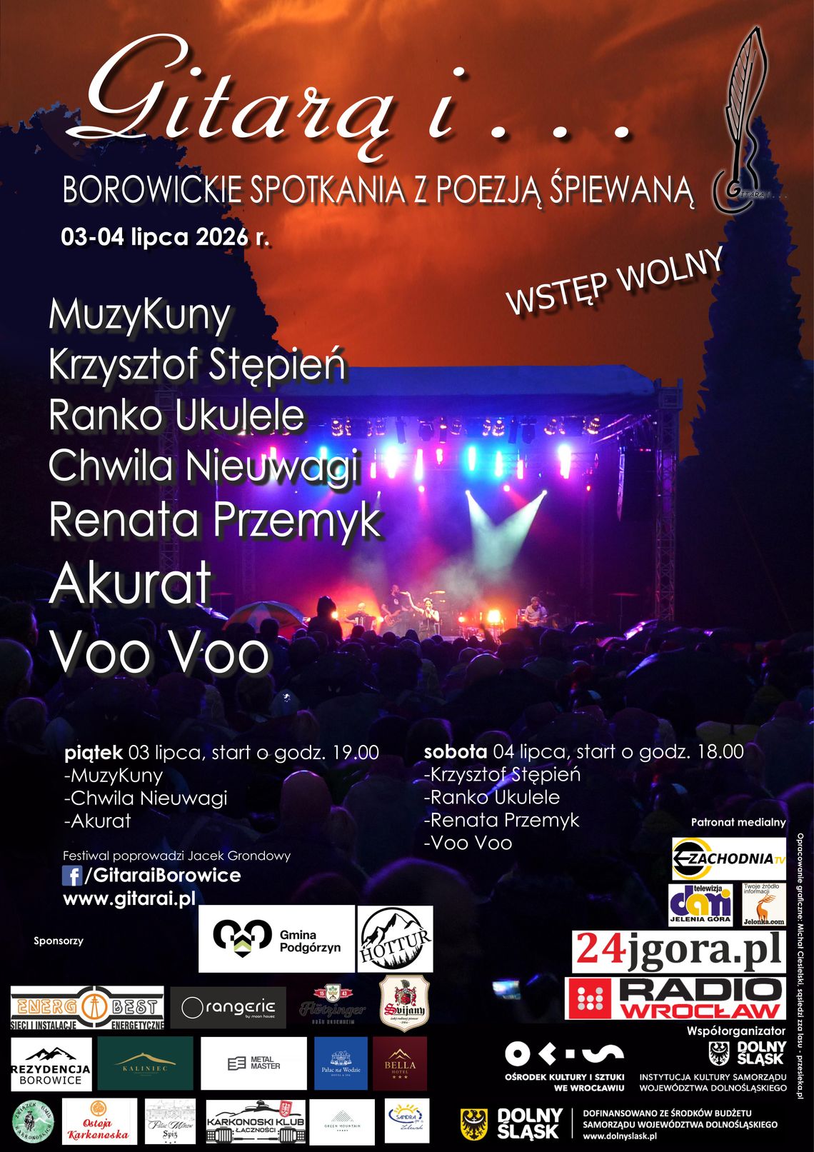 3 i 4 lipca 2026 roku w Borowicach odbędzie się kolejna edycja festiwalu „Gitarą i…" – Borowickich Spotkań z Poezją Śpiewaną.