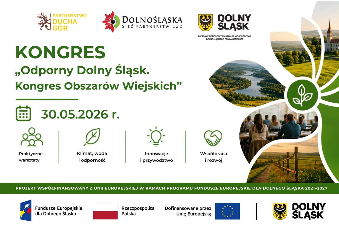🆕30.05.2026 w Sobieszowie odbędzie się ważne wydarzenie: „Odporny Dolny Śląsk. Kongres Obszarów Wiejskich”. 🆕30.05.2026 w Sobieszowie odbędzie się ważne wydarzenie: „Odporny Dolny Śląsk. Kongres Obszarów Wiejskich”.