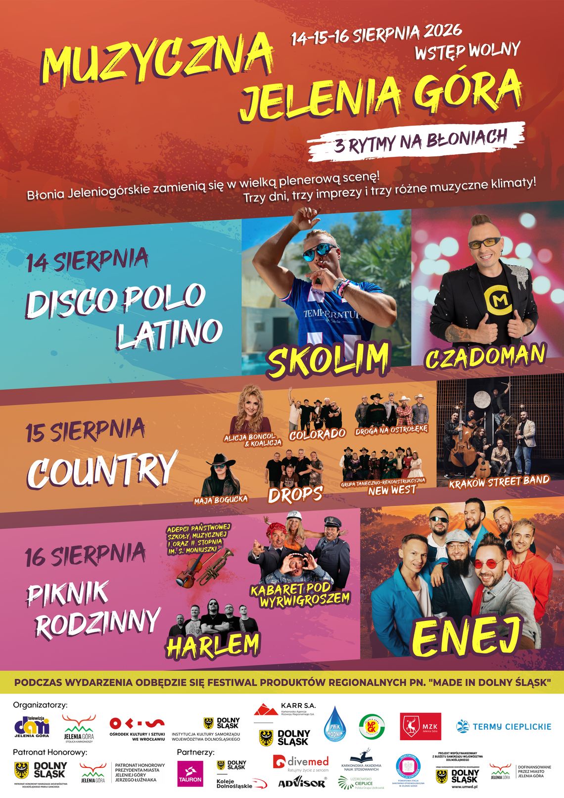 Kto o której wystąpi? Publikujemy program Festiwalu Muzyczna Jelenia Góra 3 Rytmy na Błoniach! Kto o której wystąpi? Publikujemy program Festiwalu Muzyczna Jelenia Góra 3 Rytmy na Błoniach!