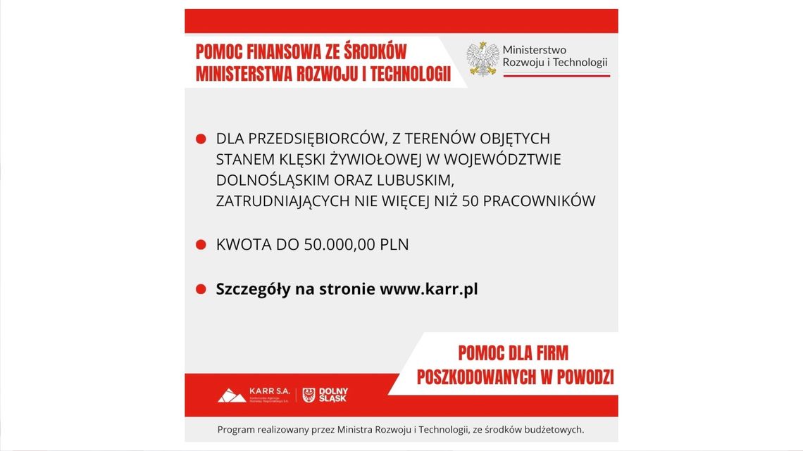 Pomoc dla przedsiębiorców poszkodowanych w powodzi - ważne informacje