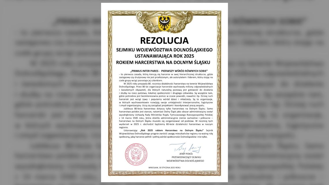 Sejmik Województwa Dolnośląskiego - 80-lecie działalności harcerzy na Dolnym Śląsku