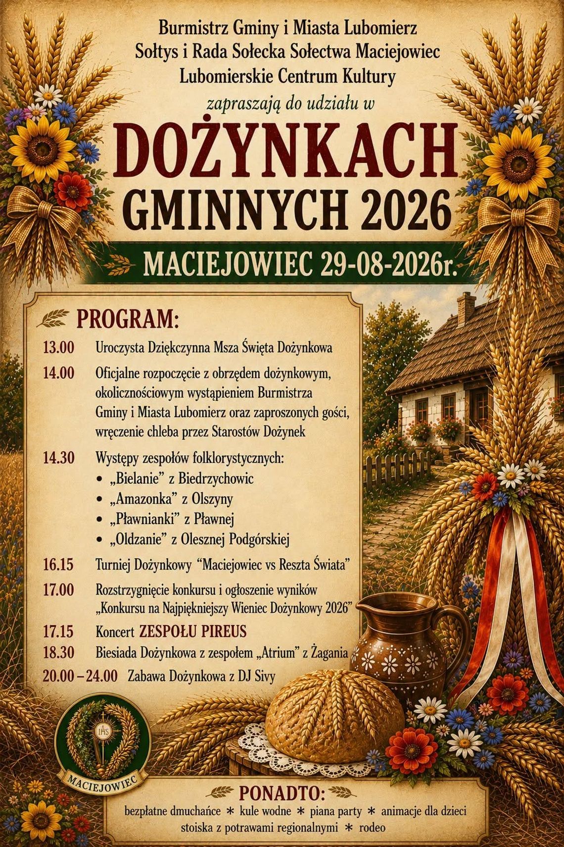 Zaproszenie na Dożynki w Gminie Lubomierz Zaproszenie na Dożynki w Gminie Lubomierz